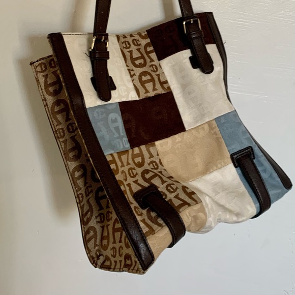 NWOT Vintage Etienne Aigner Patchwork Shopper Tote - Picture 3 of 6